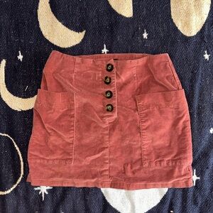 BDG Button-Front Mini Skirt - Rust